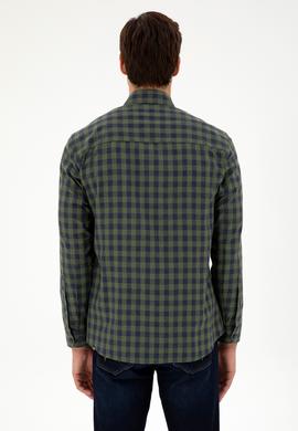 Erkek Koyu Yeşil Uzun Kollu Gömlek - 50296607027