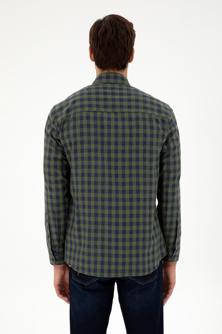 Erkek Koyu Yeşil Uzun Kollu Gömlek - 50296607027