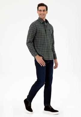 Erkek Koyu Yeşil Uzun Kollu Gömlek - 50296607027