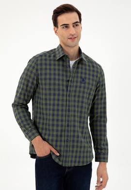 Erkek Koyu Yeşil Uzun Kollu Gömlek - 50296607027
