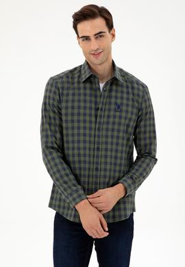 Erkek Koyu Yeşil Uzun Kollu Gömlek - 50296607027
