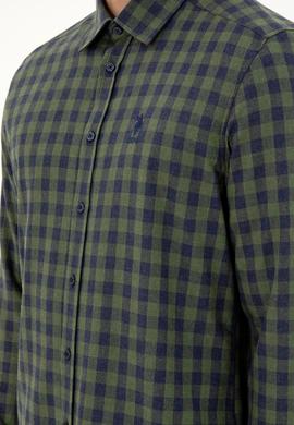 Erkek Koyu Yeşil Uzun Kollu Gömlek - 50296607027