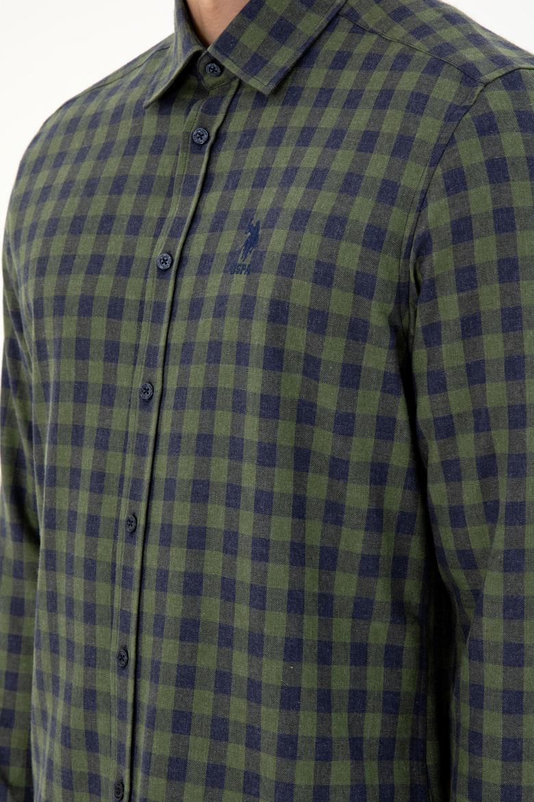 Erkek Koyu Yeşil Uzun Kollu Gömlek - 50296607027