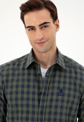 Erkek Koyu Yeşil Uzun Kollu Gömlek - 50296607027