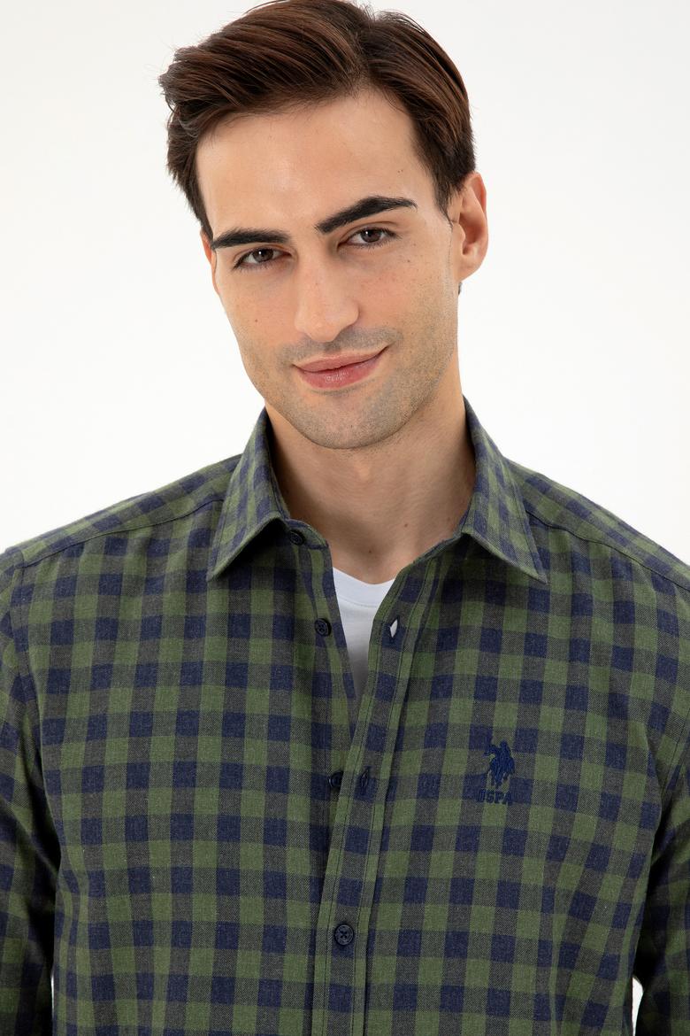 Erkek Koyu Yeşil Uzun Kollu Gömlek - 50296607027