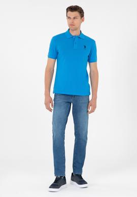 Erkek Slim Fit Polo Yaka Saks Basic Tişört - 50284633086