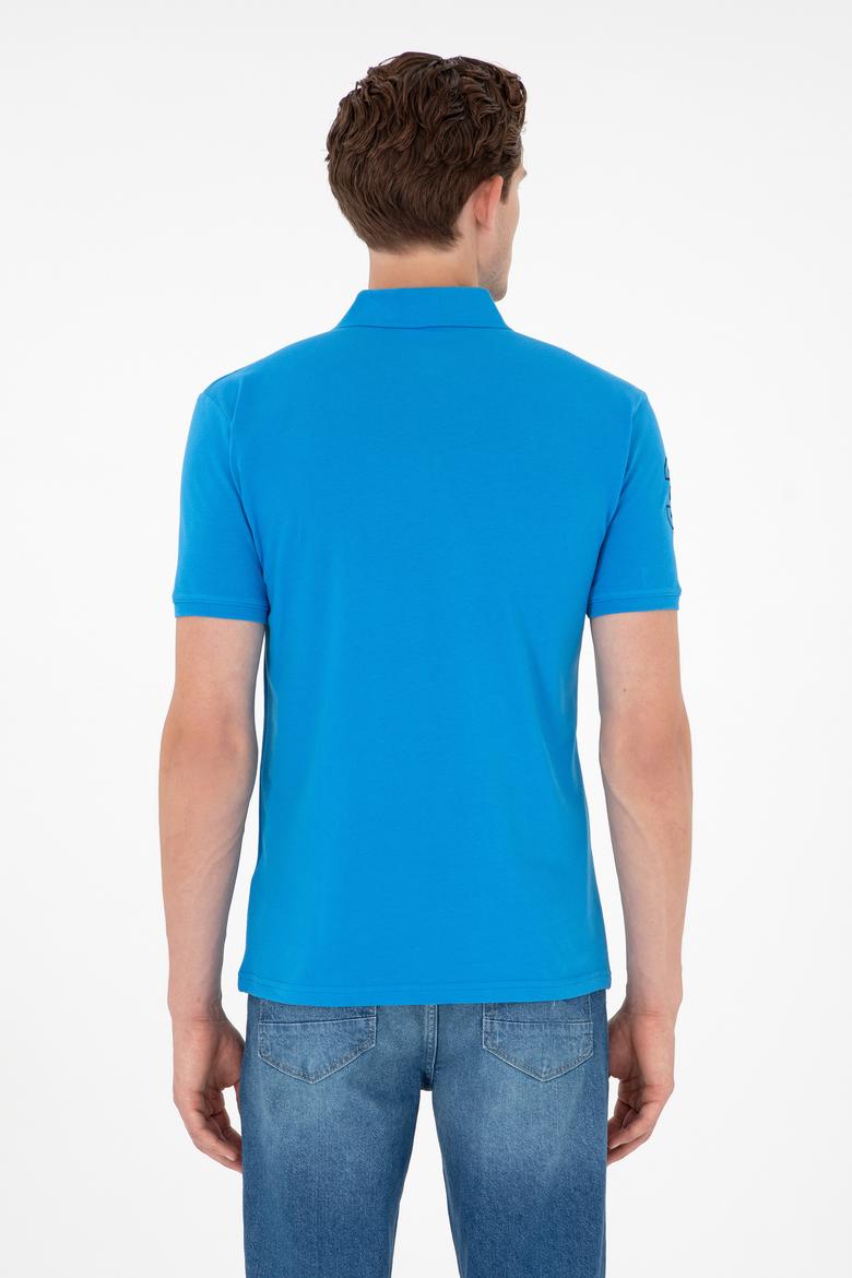 Erkek Slim Fit Polo Yaka Saks Basic Tişört - 50284633086