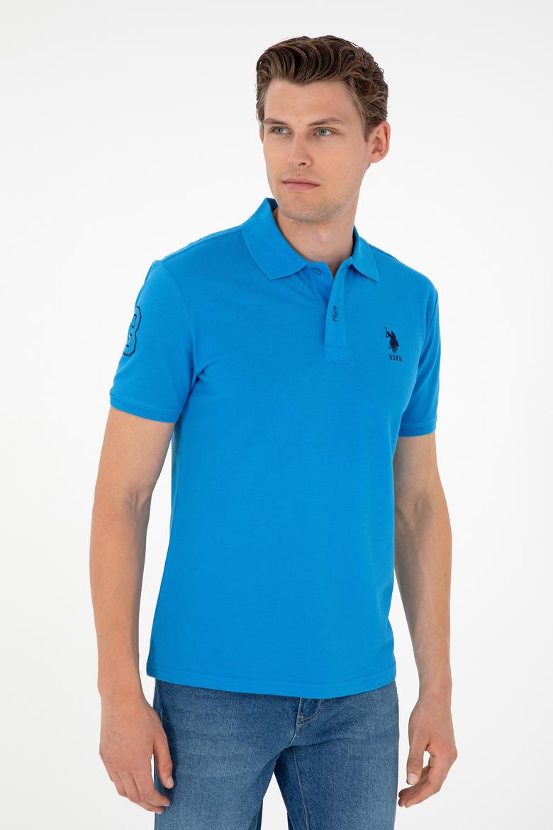 Erkek Slim Fit Polo Yaka Saks Basic Tişört - 50284633086