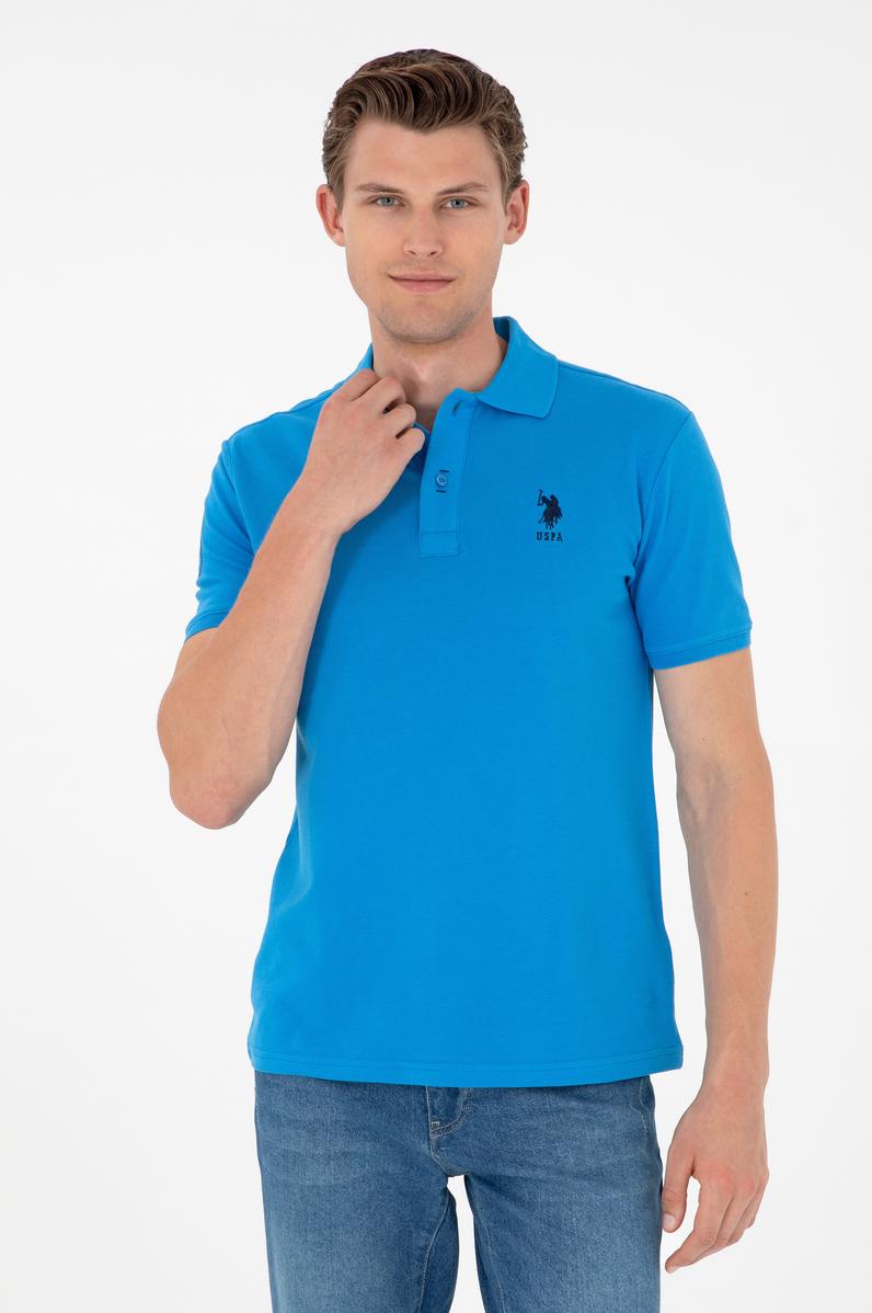 Erkek Slim Fit Polo Yaka Saks Basic Tişört