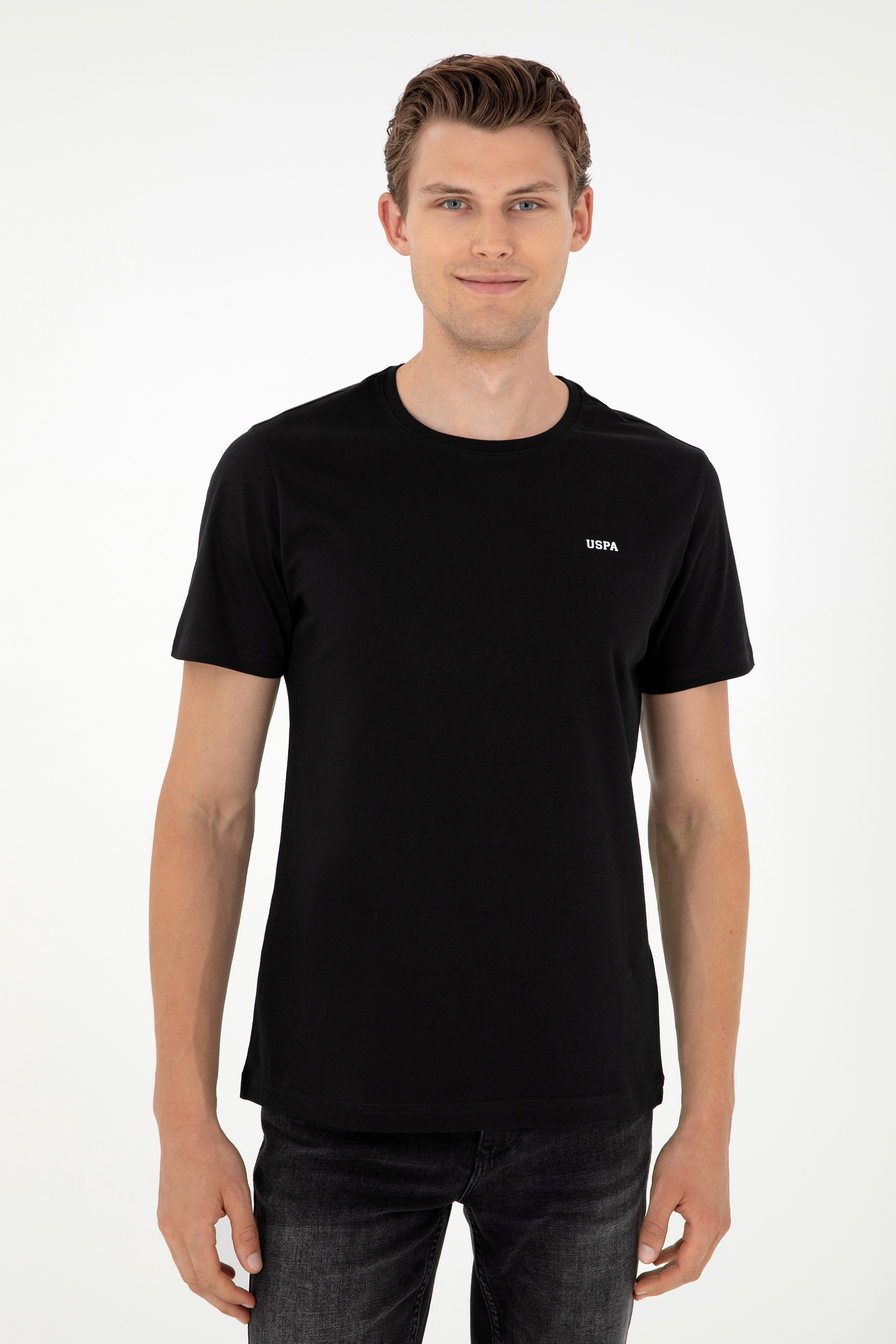Erkek Regular Fit Bisiklet Yaka Siyah Basic Tişört - Image 3