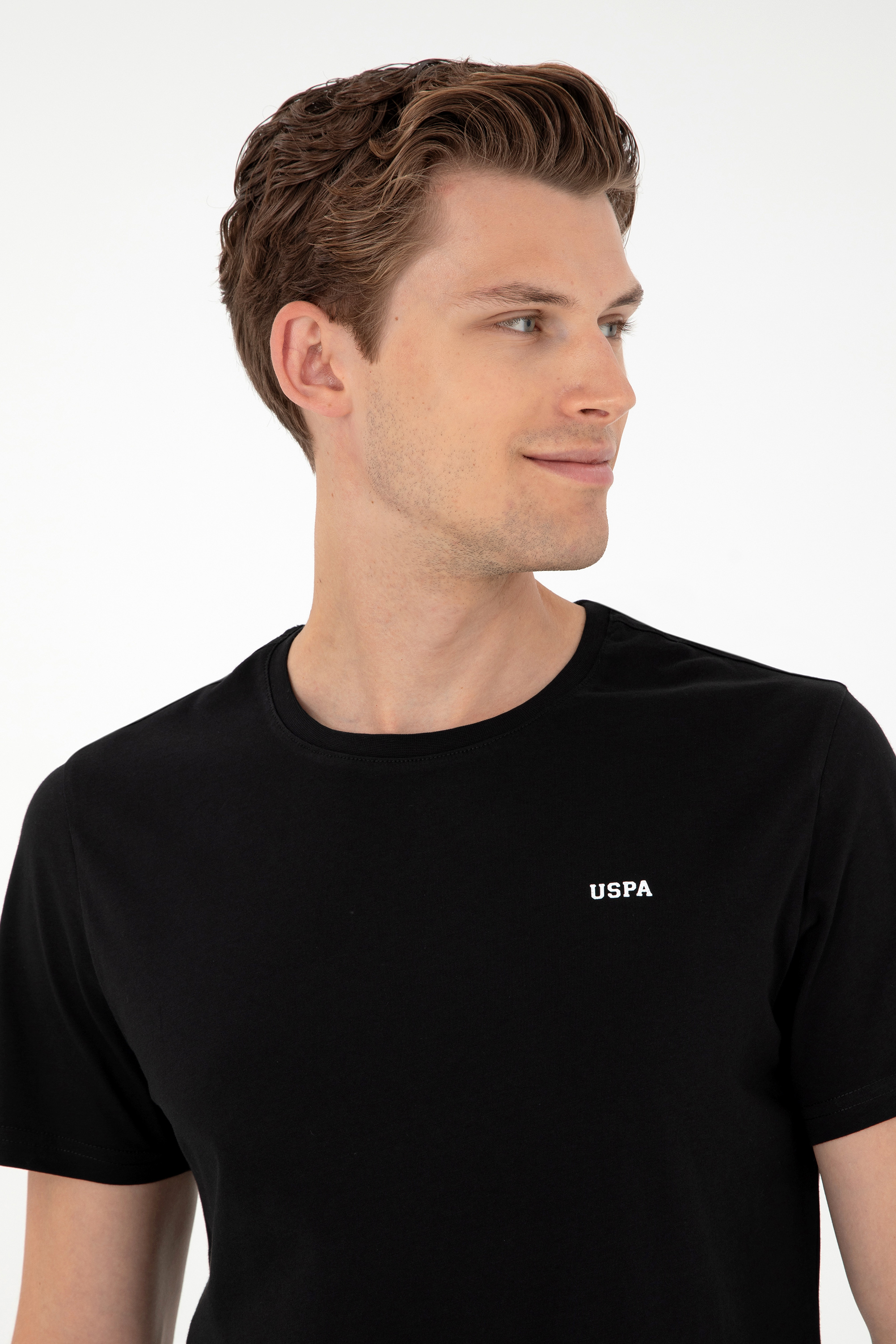 Erkek Regular Fit Bisiklet Yaka Siyah Basic Tişört - Image 2