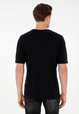 Siyah Bisiklet Yaka Oversize Tişört - 50284630083