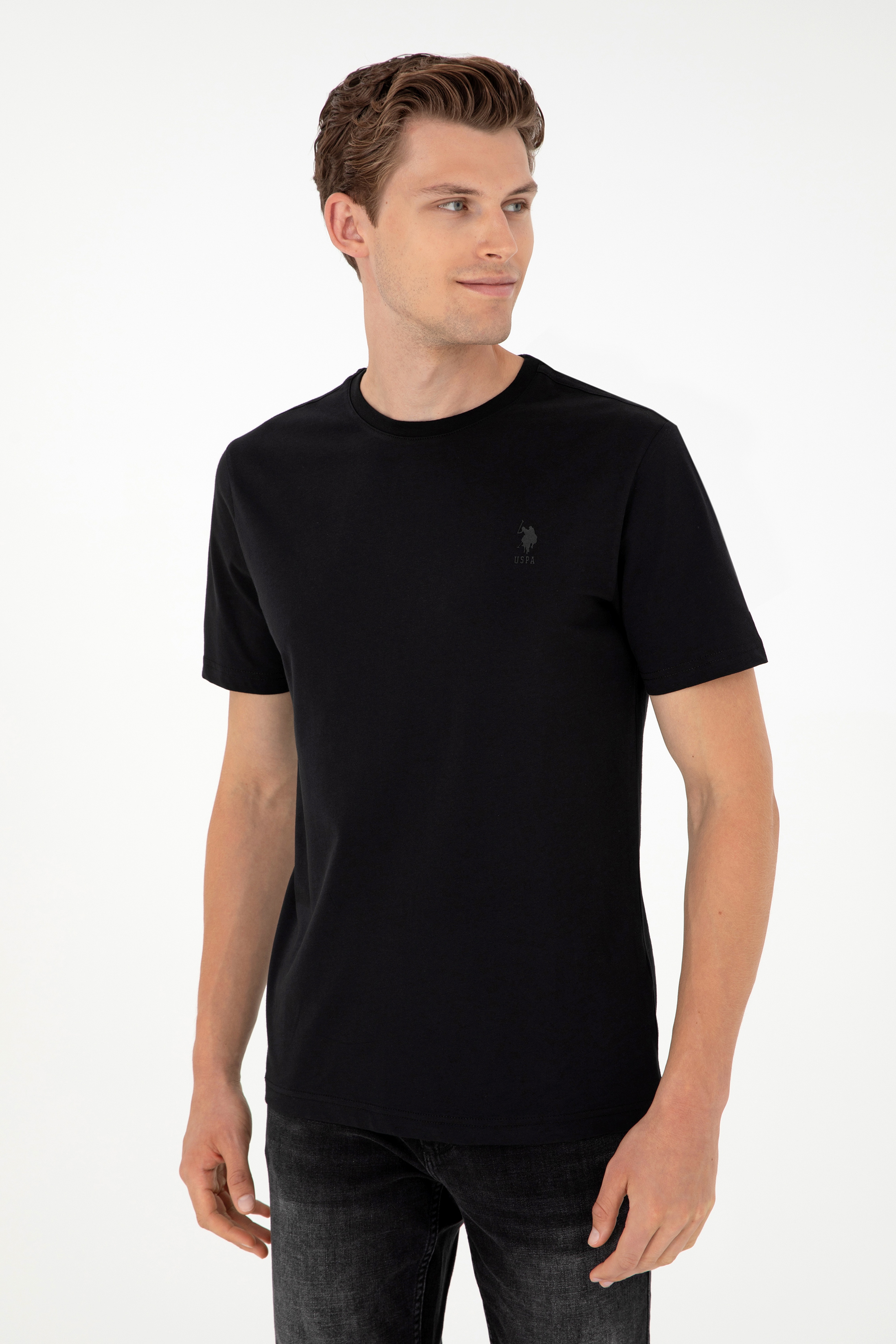 Erkek Siyah Basic Tişört - Image 3