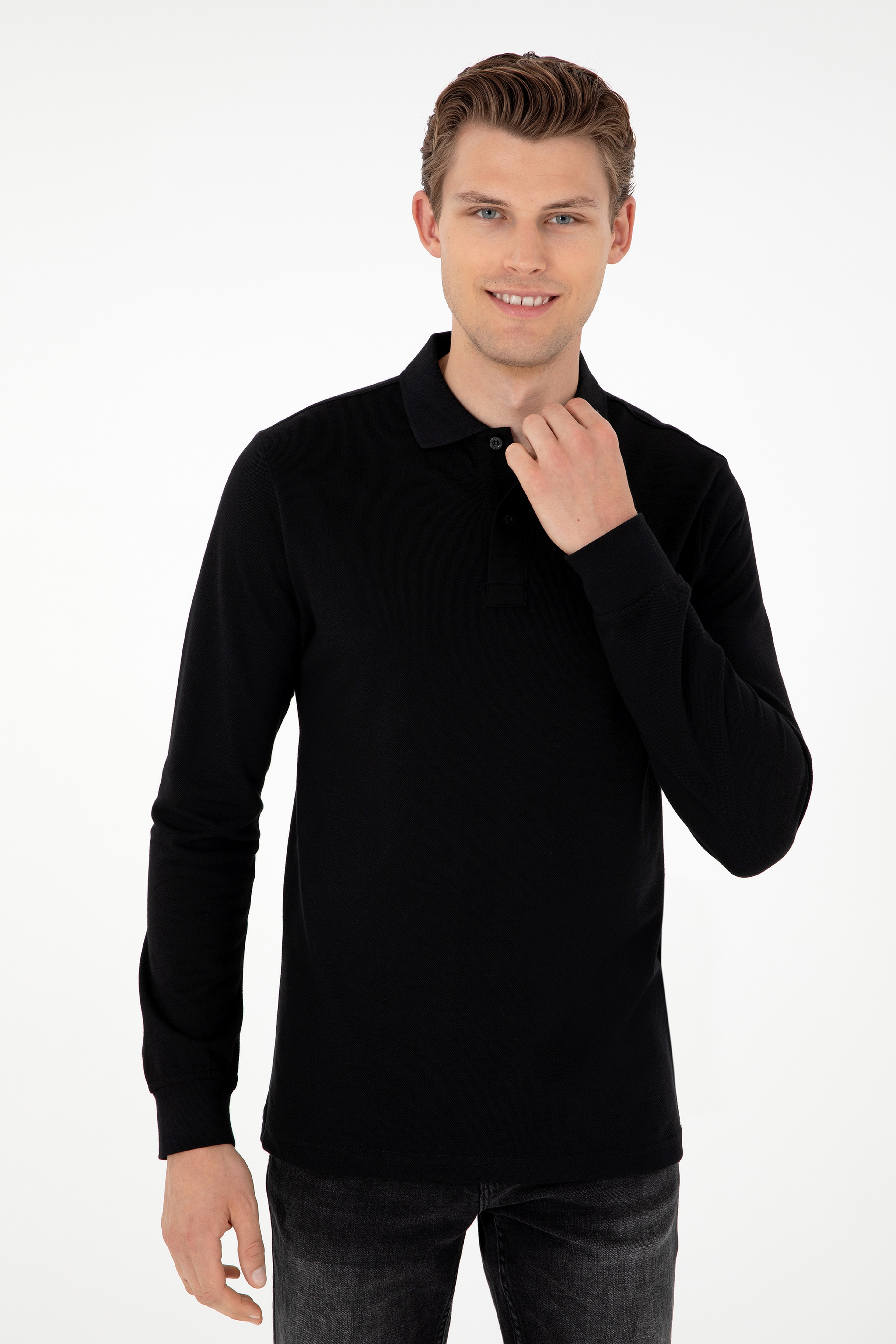 Erkek Siyah Basic Sweatshirt