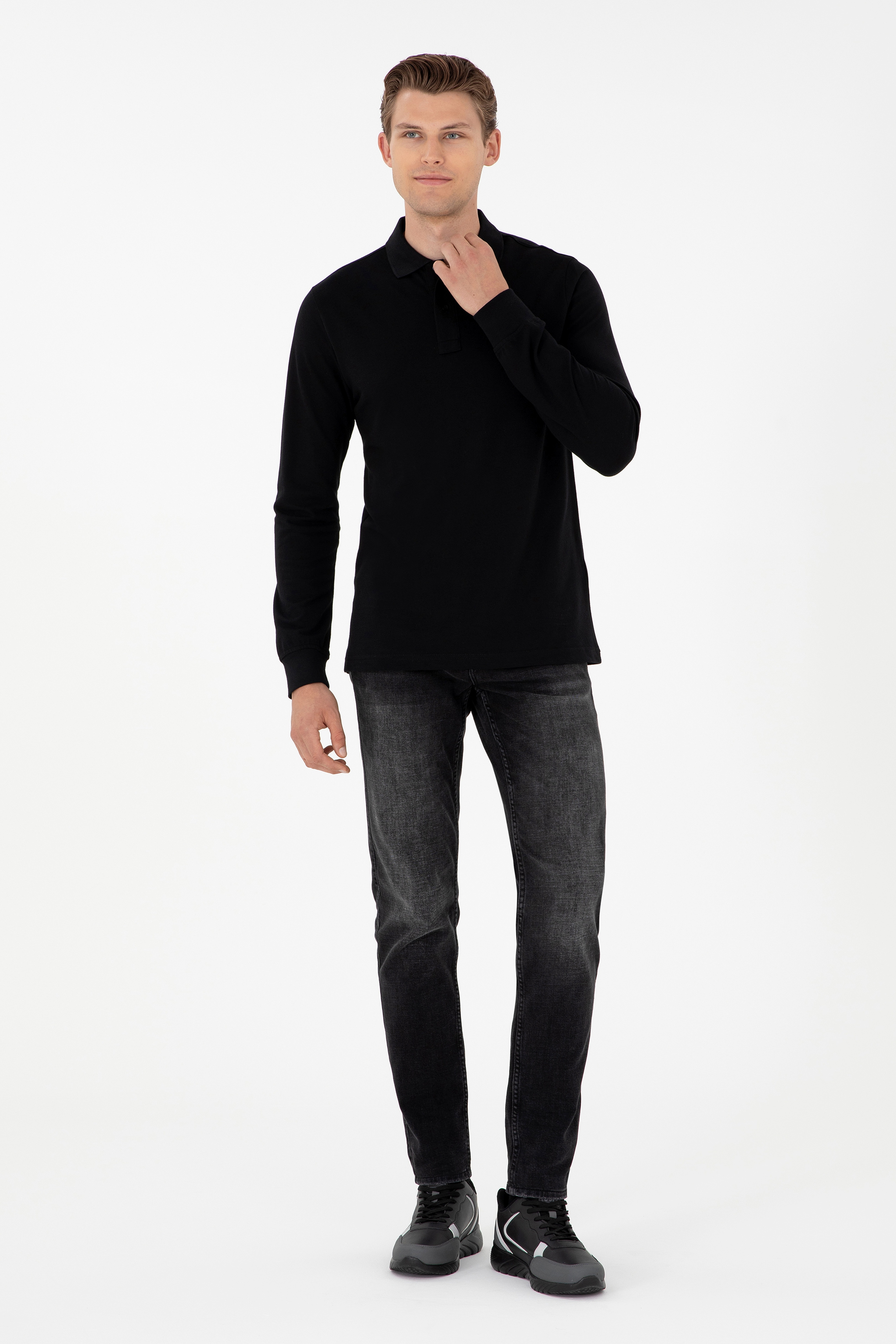 Erkek Siyah Basic Sweatshirt