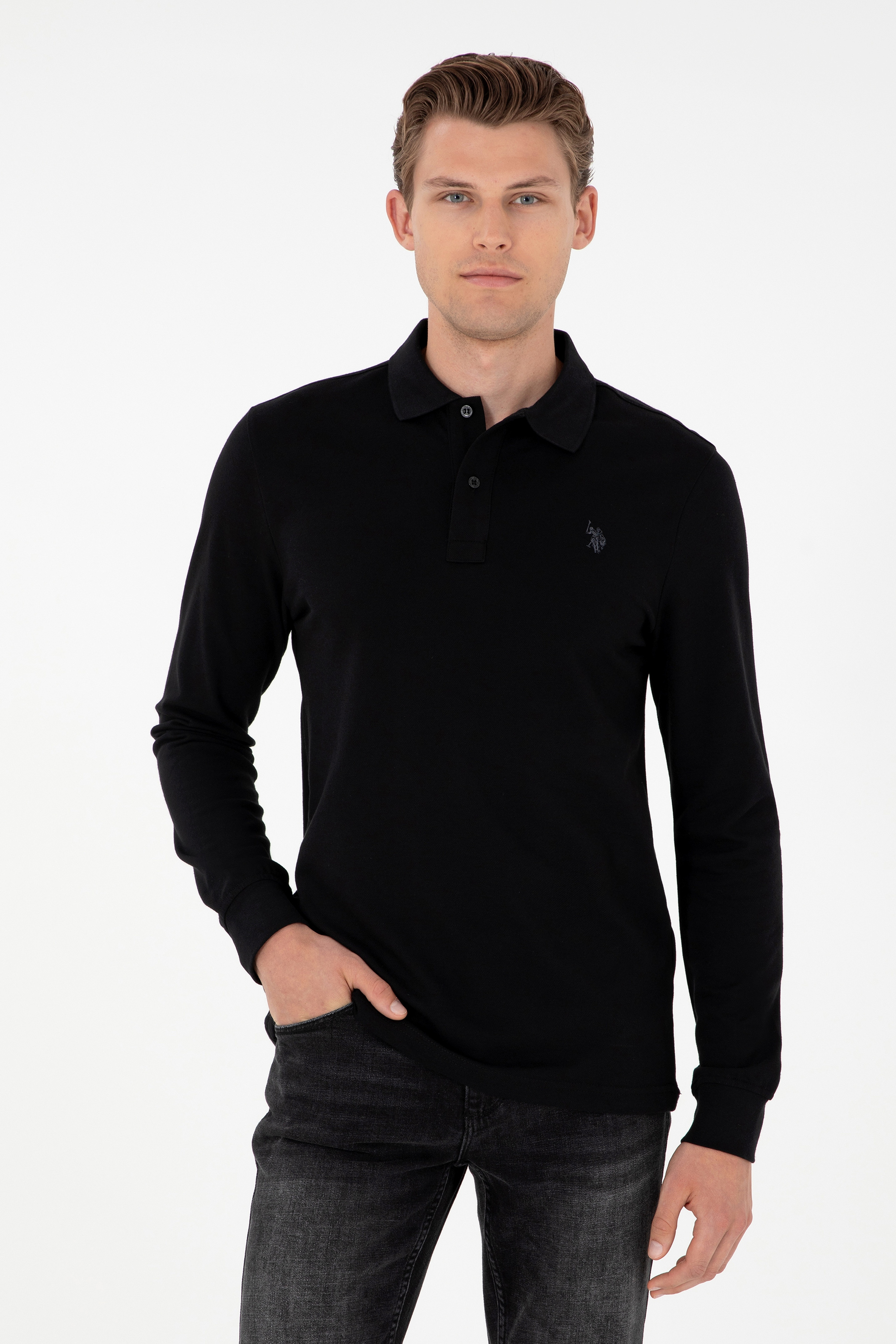 Erkek Siyah Basic Sweatshirt - Image 1