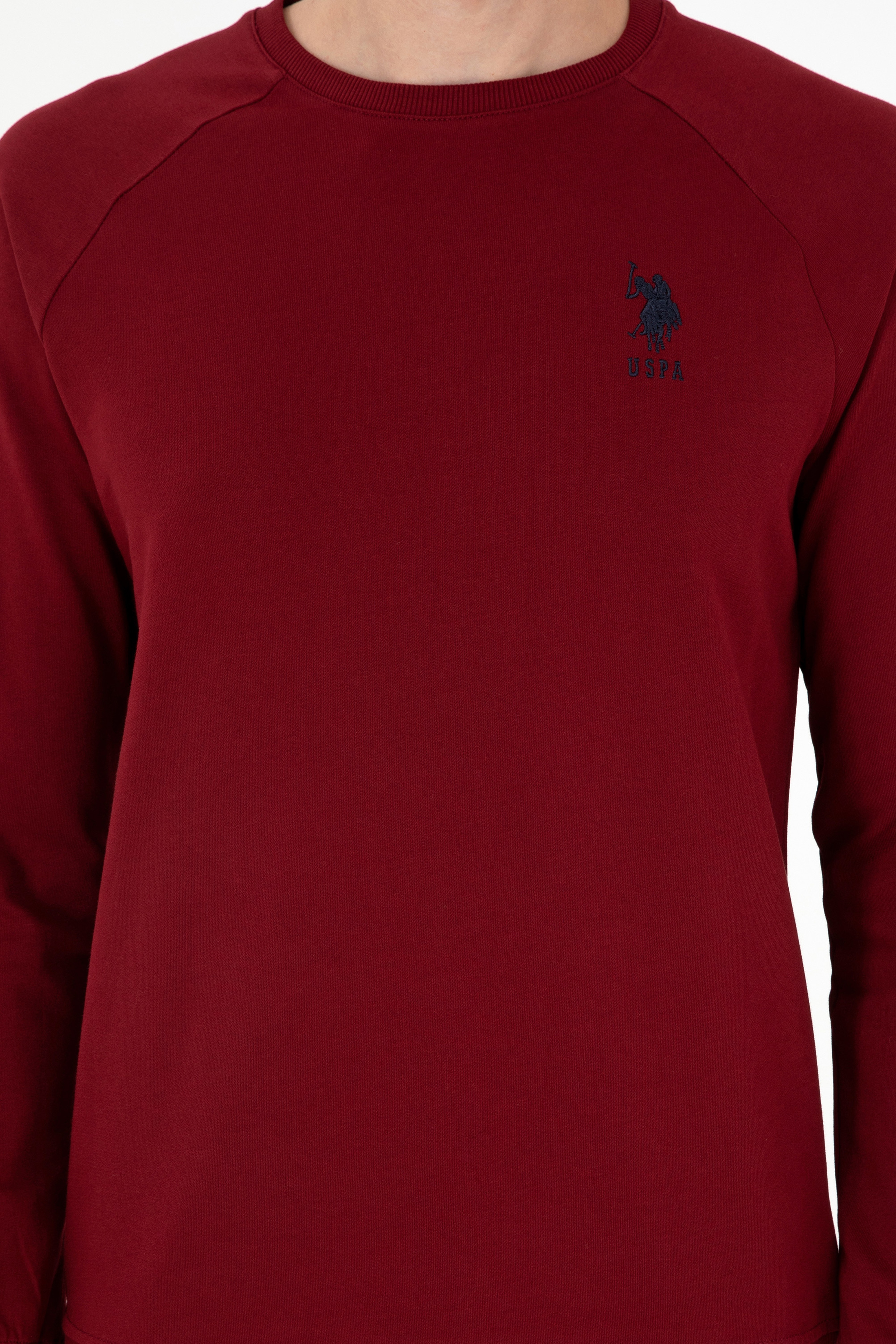 Erkek Bordo Basic Sweatshirt - Image 6