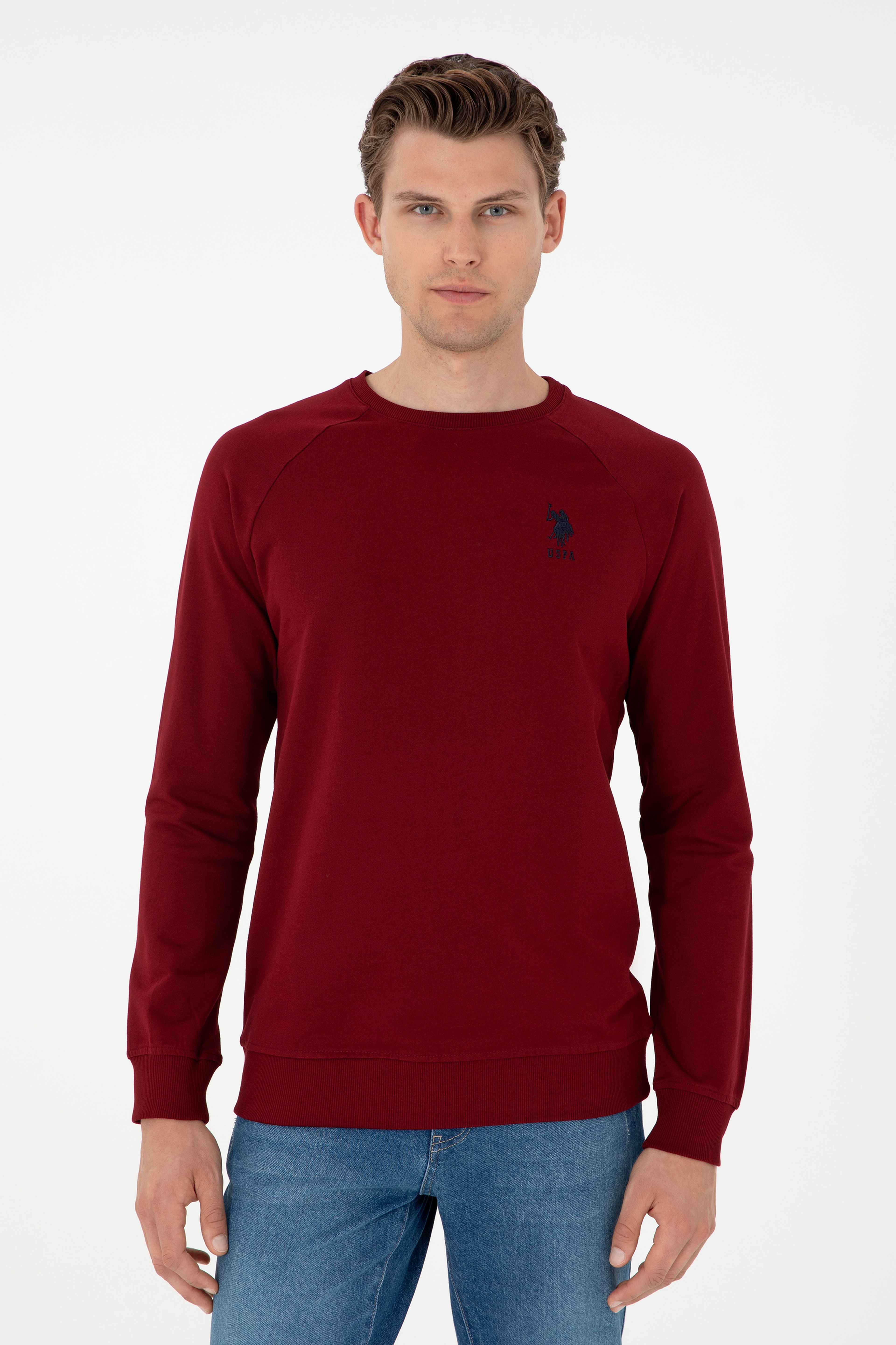 Erkek Bordo Basic Sweatshirt - Image 3