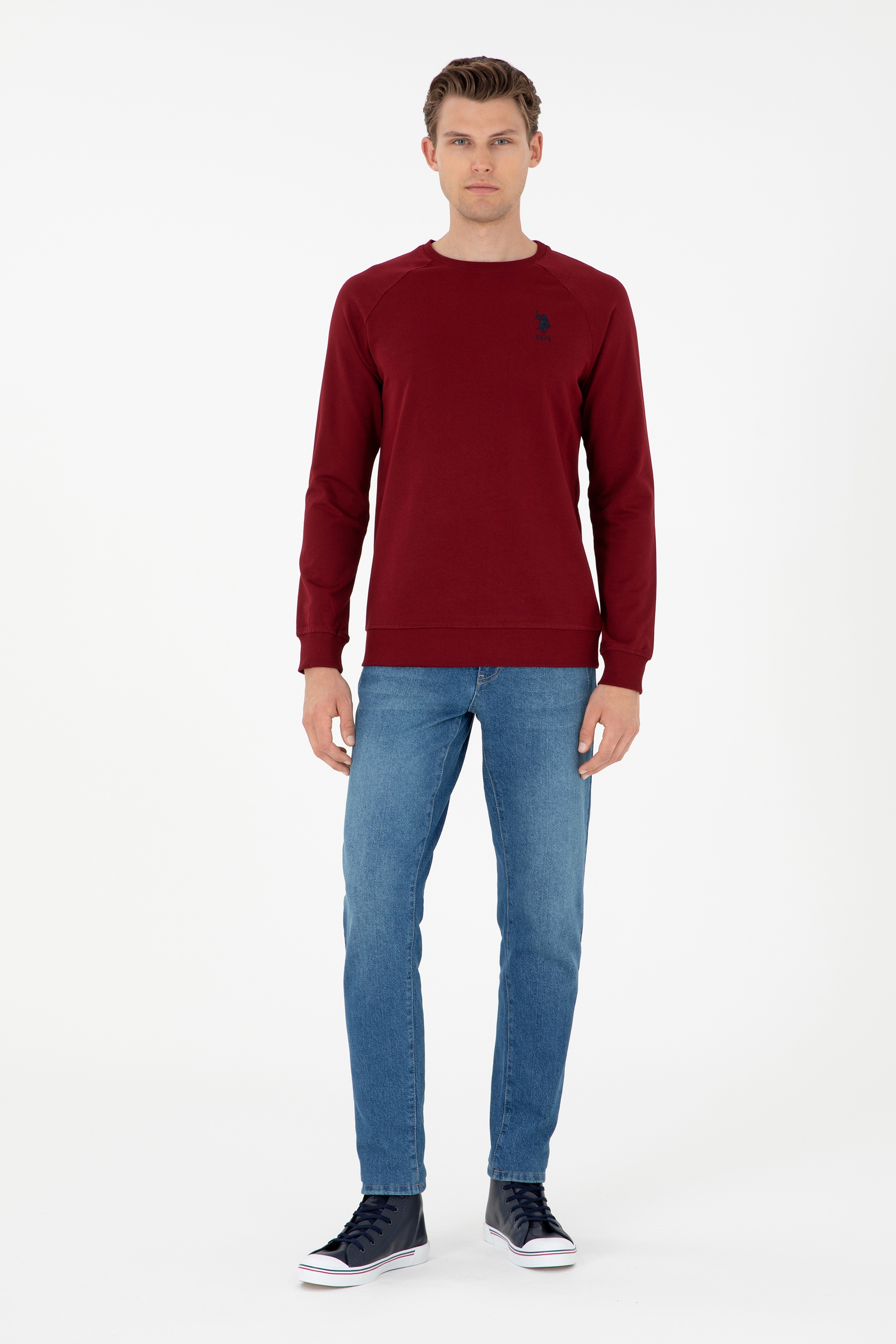 Erkek Bordo Basic Sweatshirt