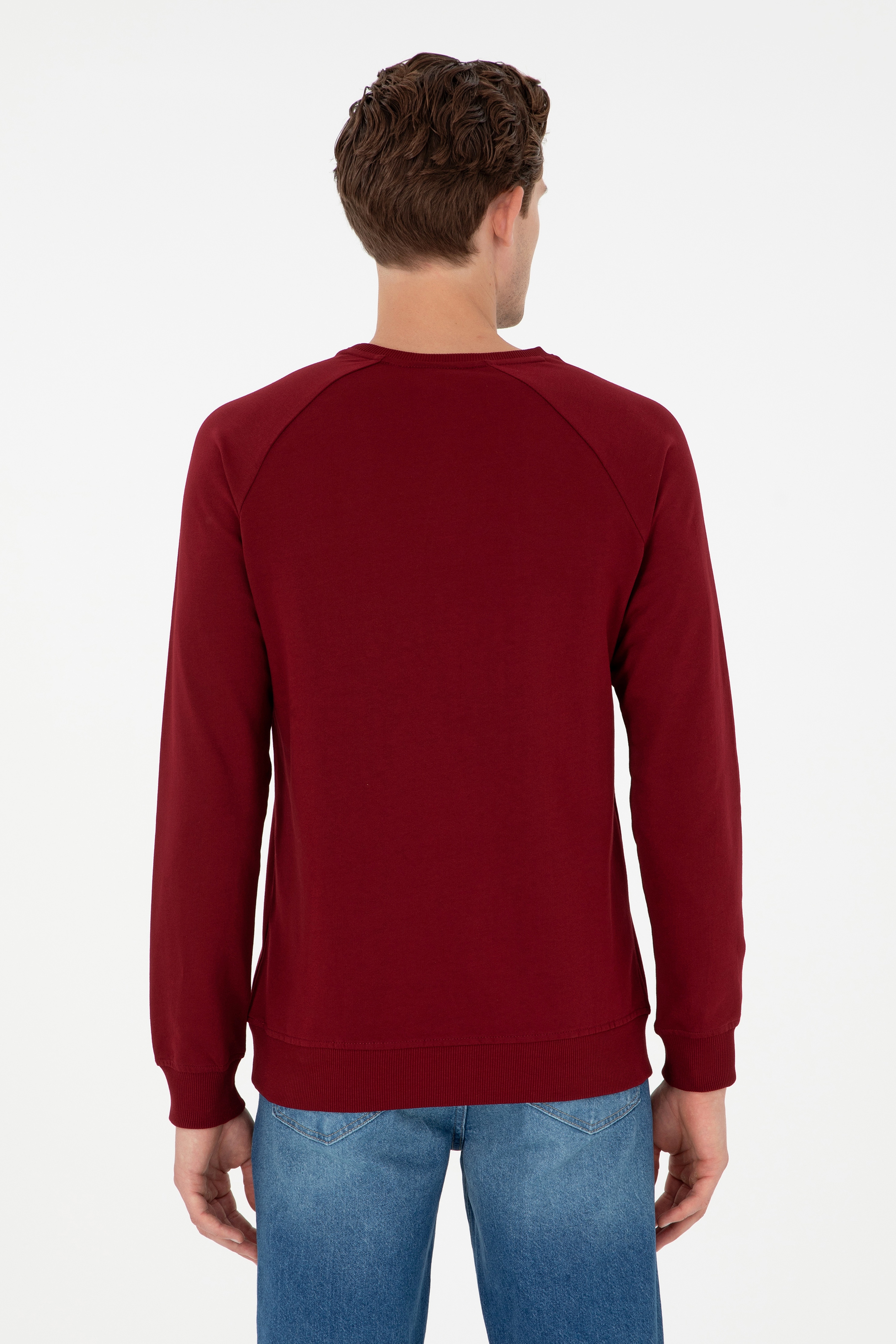 Erkek Bordo Basic Sweatshirt - Image 5