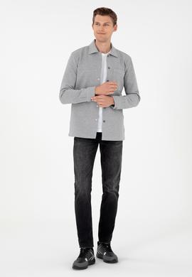 Erkek Açık Gri Örme Gömlek - 50299652001