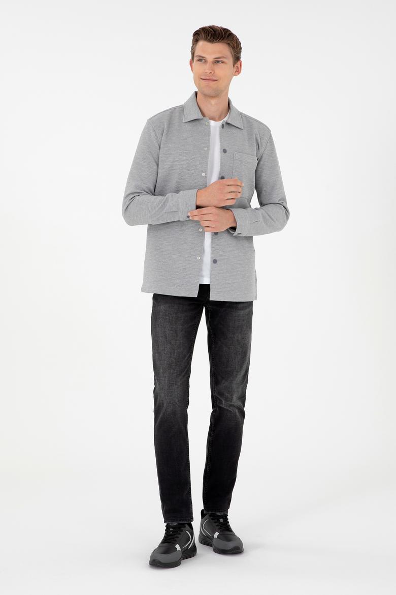 Erkek Açık Gri Örme Gömlek - 50299652001