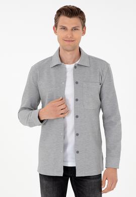 Erkek Açık Gri Örme Gömlek - 50299652001