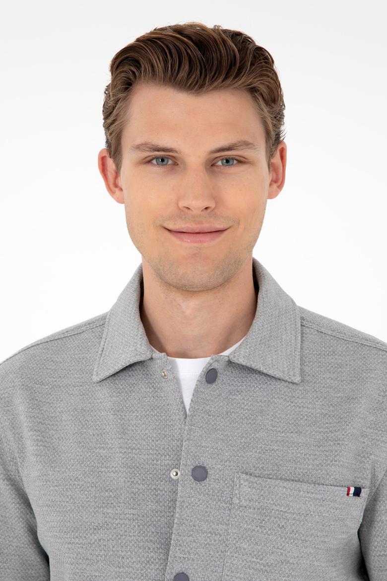 Erkek Açık Gri Örme Gömlek - 50299652001