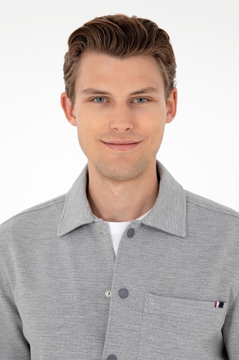 Erkek Açık Gri Örme Gömlek