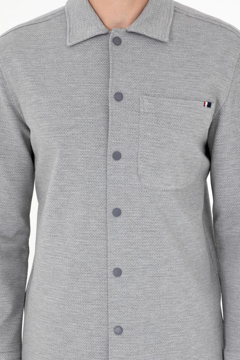 Erkek Açık Gri Örme Gömlek - 50299652001