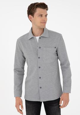 Erkek Açık Gri Örme Gömlek - 50299652001