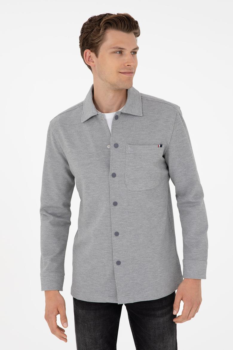 Erkek Açık Gri Örme Gömlek - 50299652001