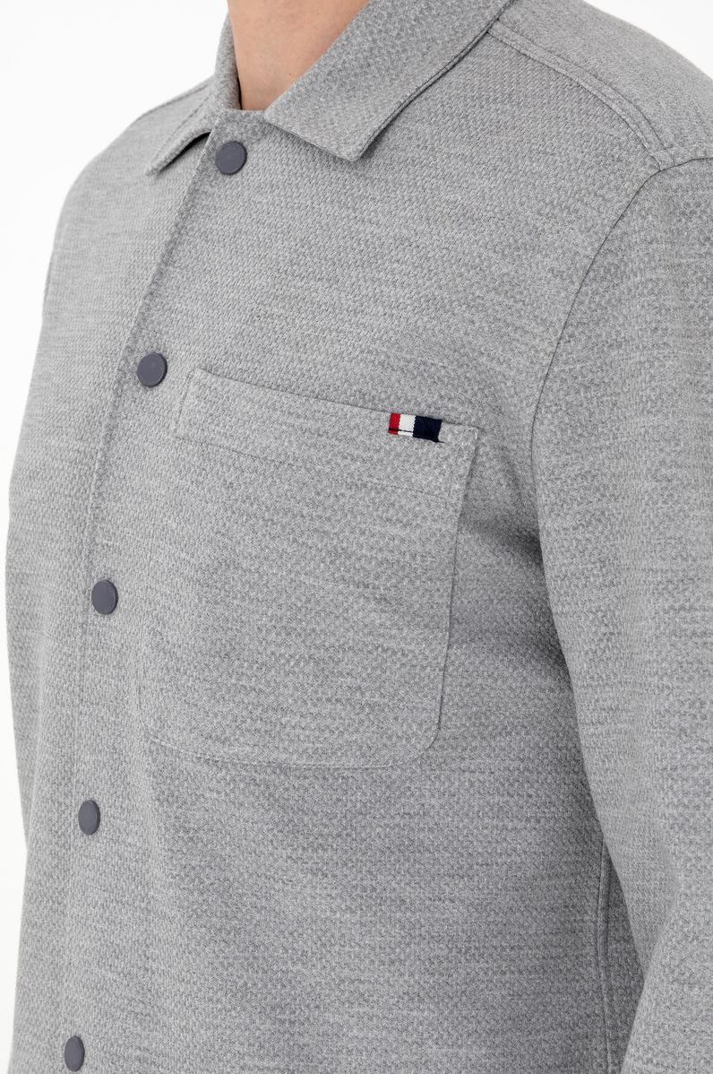 Erkek Açık Gri Örme Gömlek