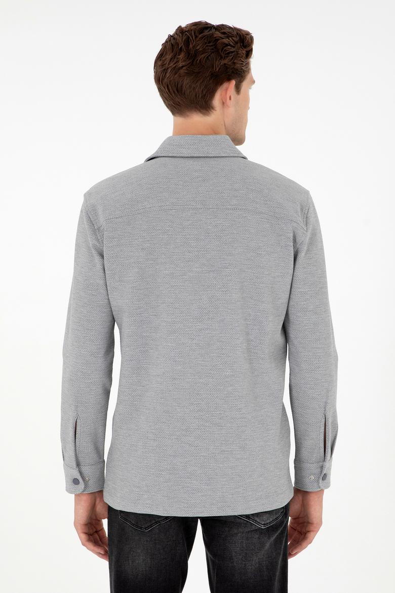 Erkek Açık Gri Örme Gömlek - 50299652001