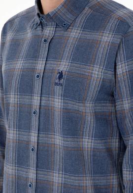 Erkek İndigo Uzun Kollu Gömlek - 50292319018