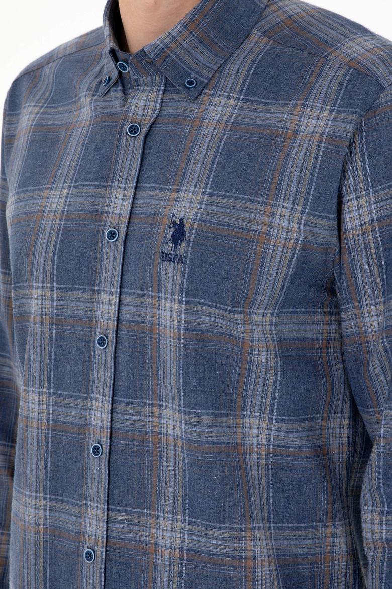 Erkek İndigo Uzun Kollu Gömlek - 50292319018