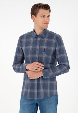 Erkek İndigo Uzun Kollu Gömlek - 50292319018