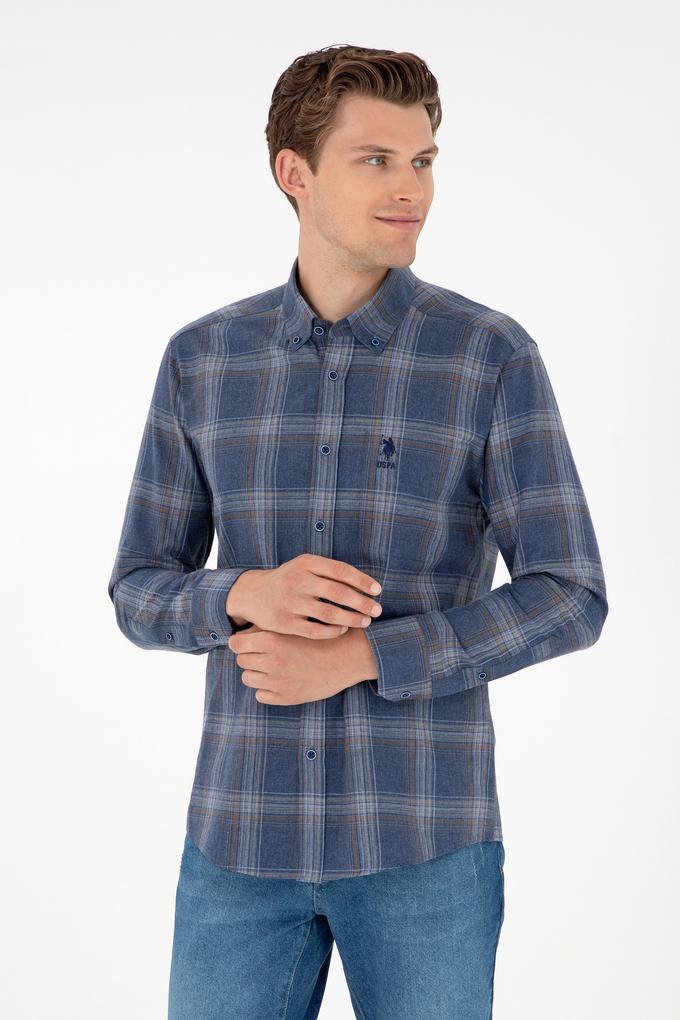 Erkek İndigo Uzun Kollu Gömlek