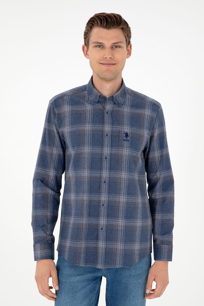 Erkek İndigo Uzun Kollu Gömlek - 50292319018