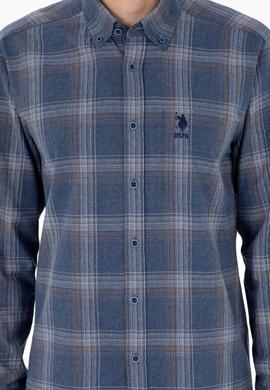 Erkek İndigo Uzun Kollu Gömlek - 50292319018