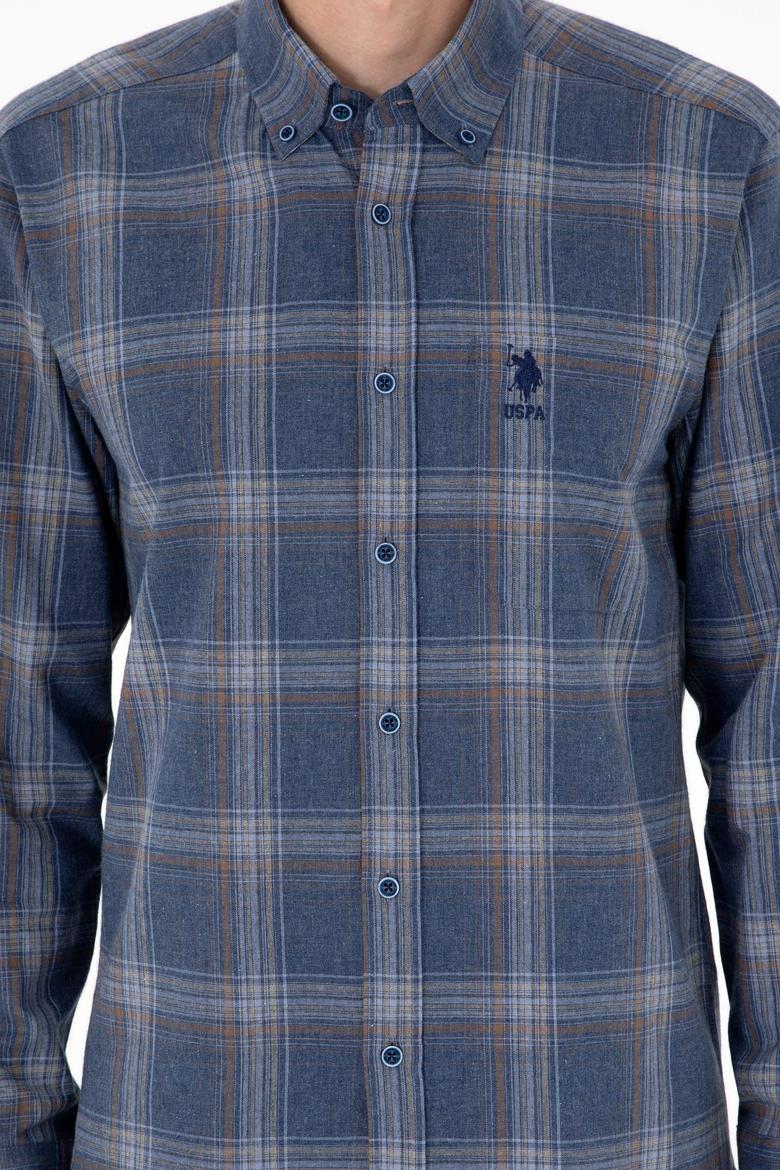 Erkek İndigo Uzun Kollu Gömlek - 50292319018