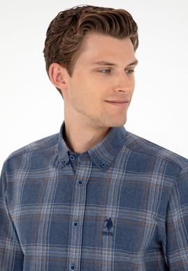 Erkek İndigo Uzun Kollu Gömlek - 50292319018