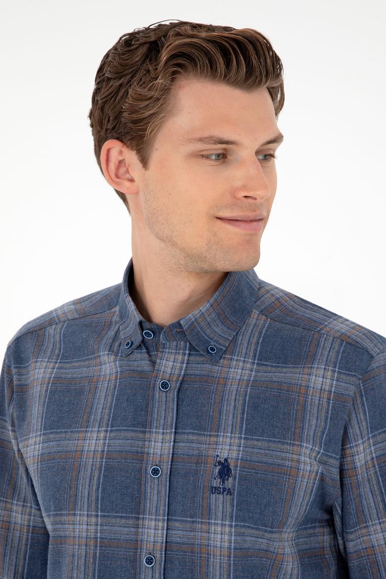 Erkek İndigo Uzun Kollu Gömlek - 50292319018