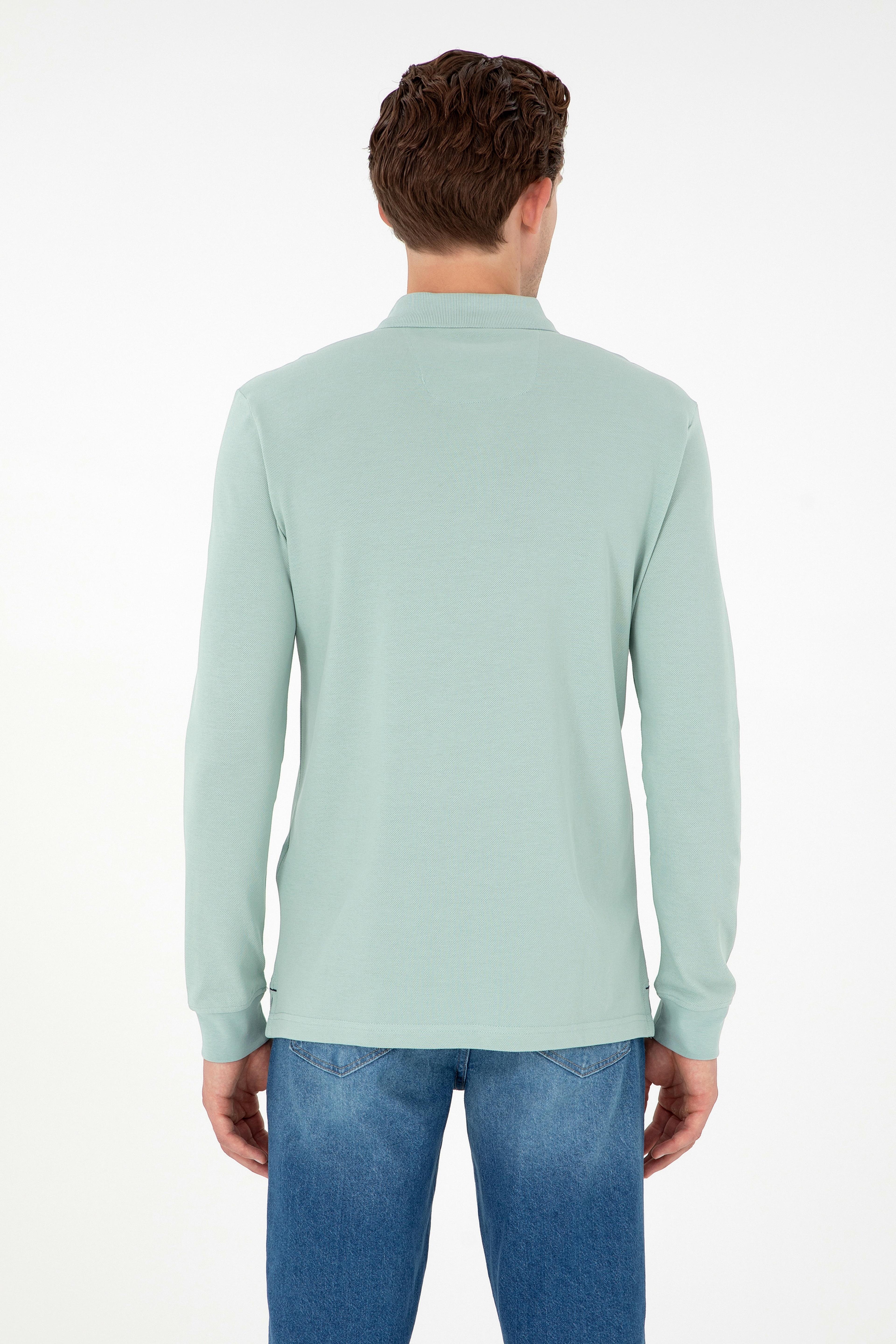 Erkek Su Yeşili Basic Sweatshirt - Image 5