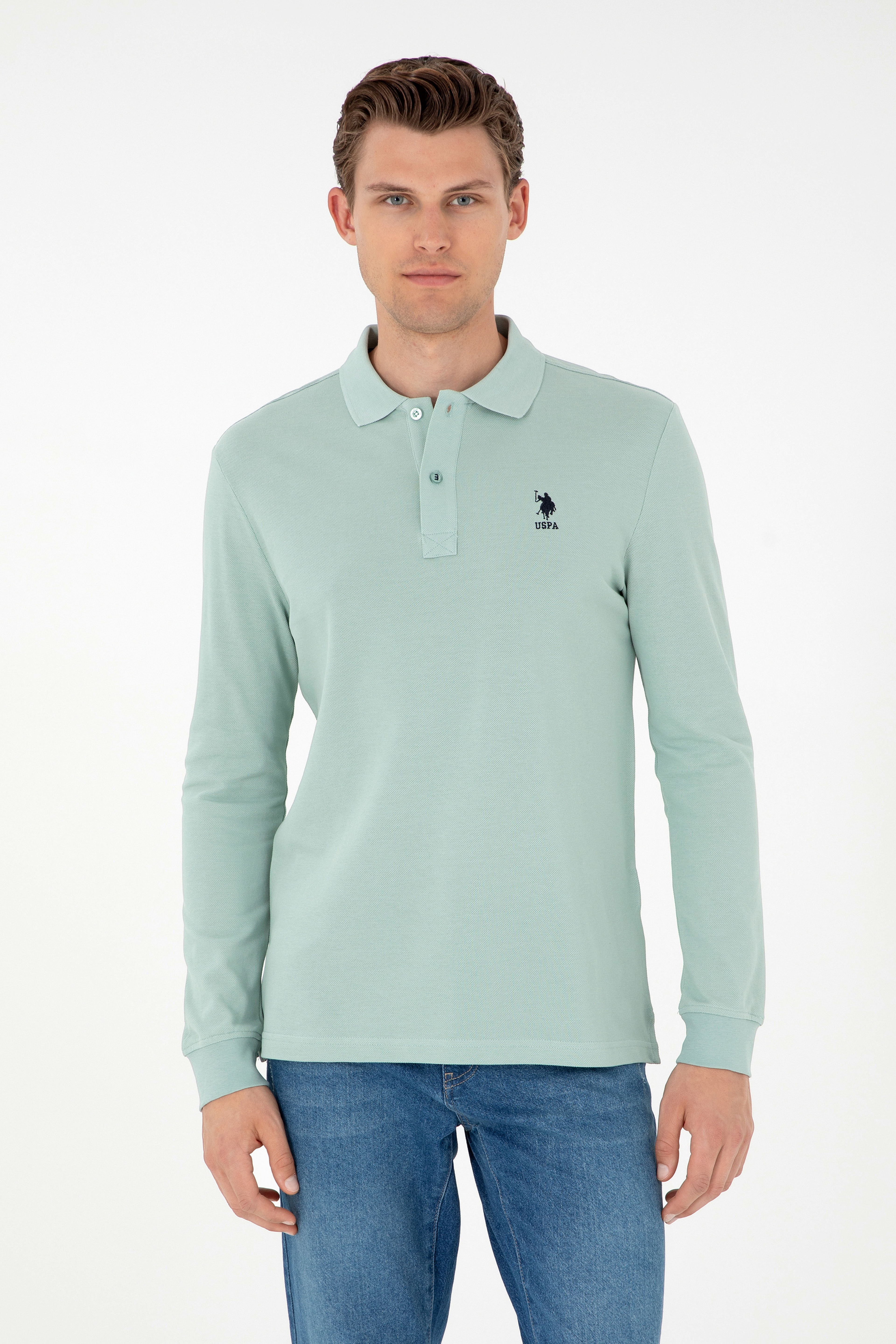 Erkek Su Yeşili Basic Sweatshirt - Image 1