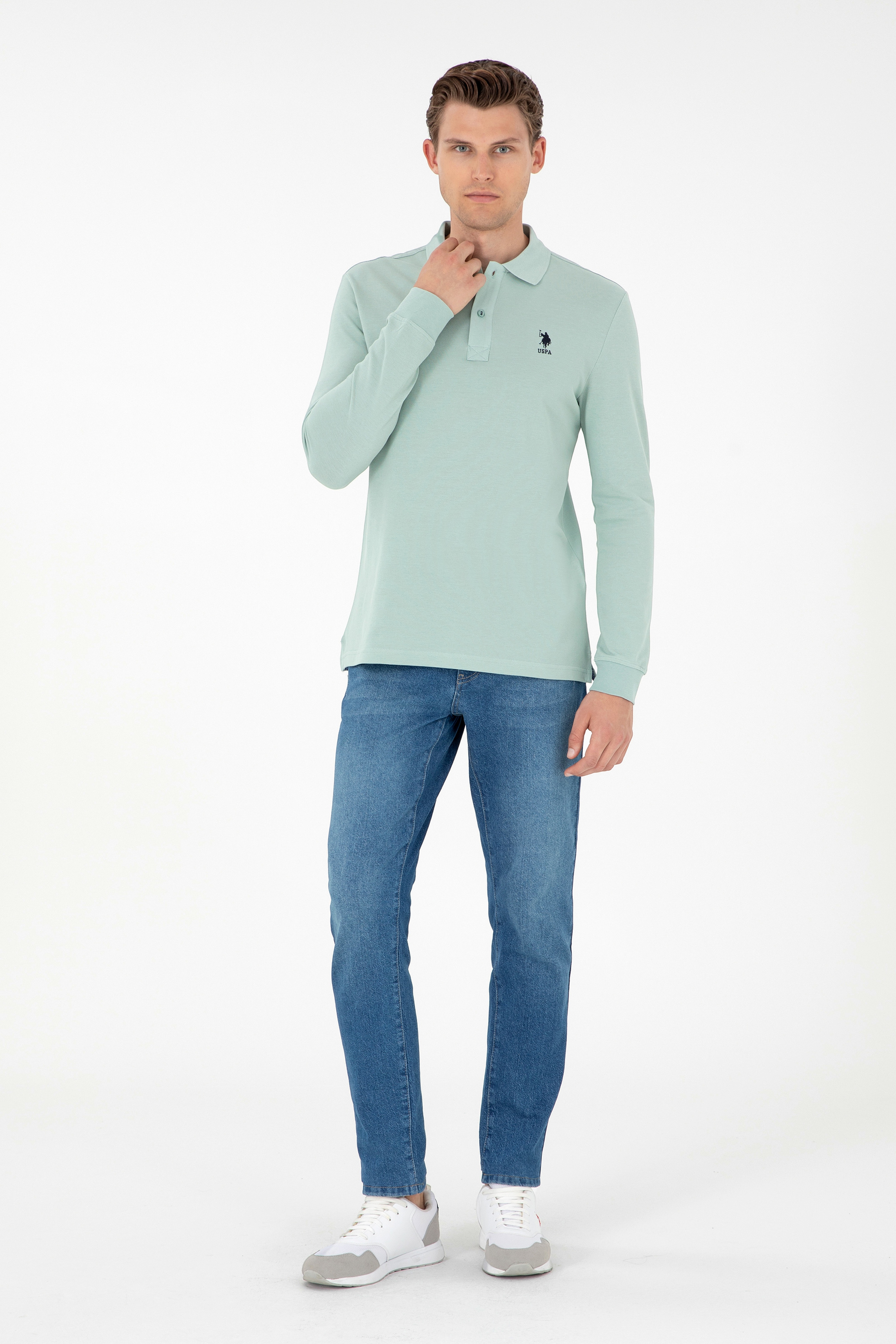Erkek Su Yeşili Basic Sweatshirt
