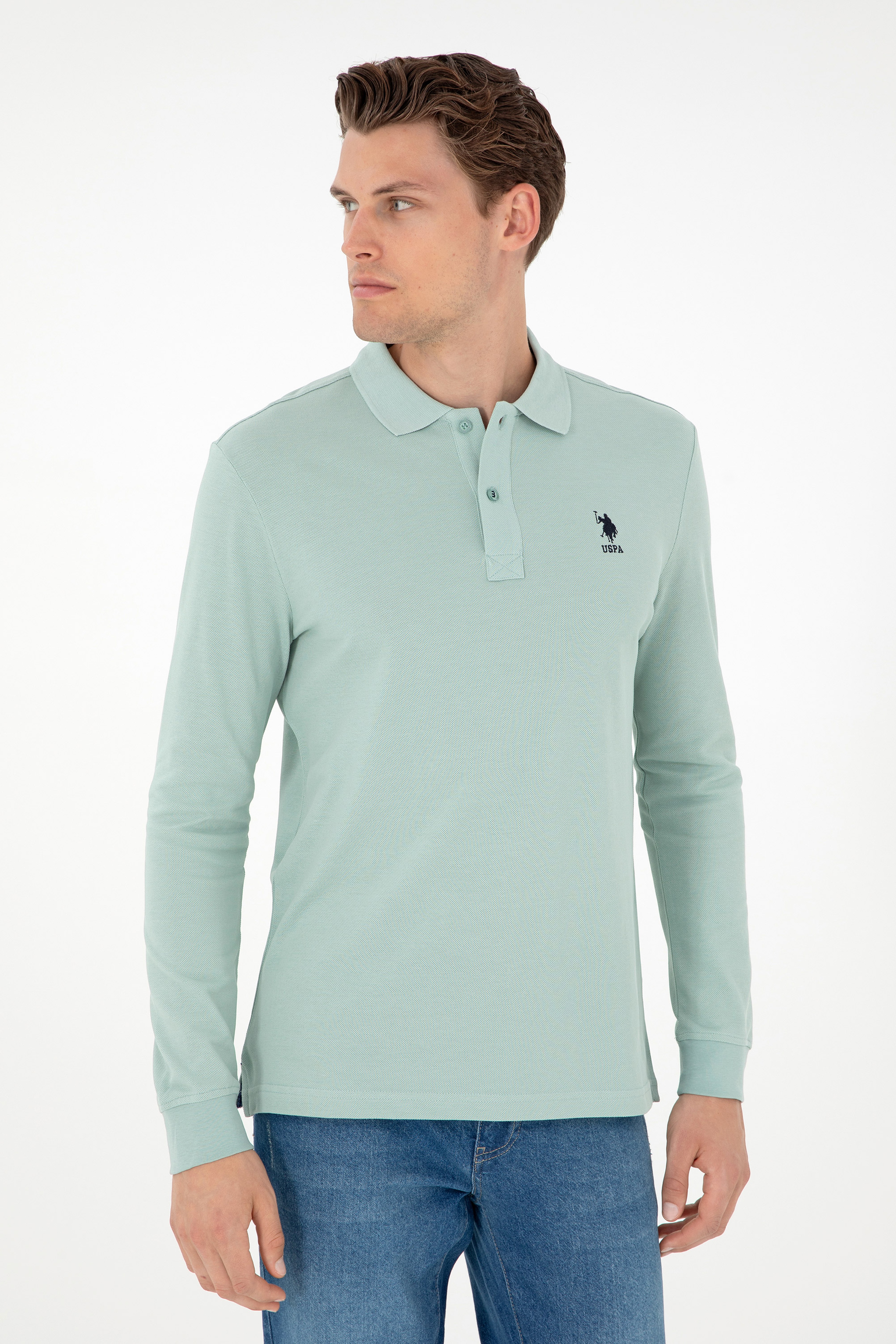 Erkek Su Yeşili Basic Sweatshirt