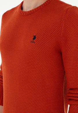 Erkek Slim Fit Bisiklet Yaka Kiremit Melanj Kazak - 50294237027