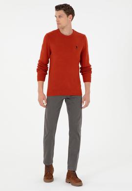 Erkek Slim Fit Bisiklet Yaka Kiremit Melanj Kazak - 50294237027