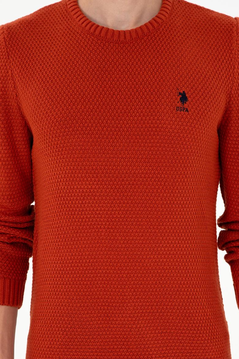 Erkek Slim Fit Bisiklet Yaka Kiremit Melanj Kazak - 50294237027